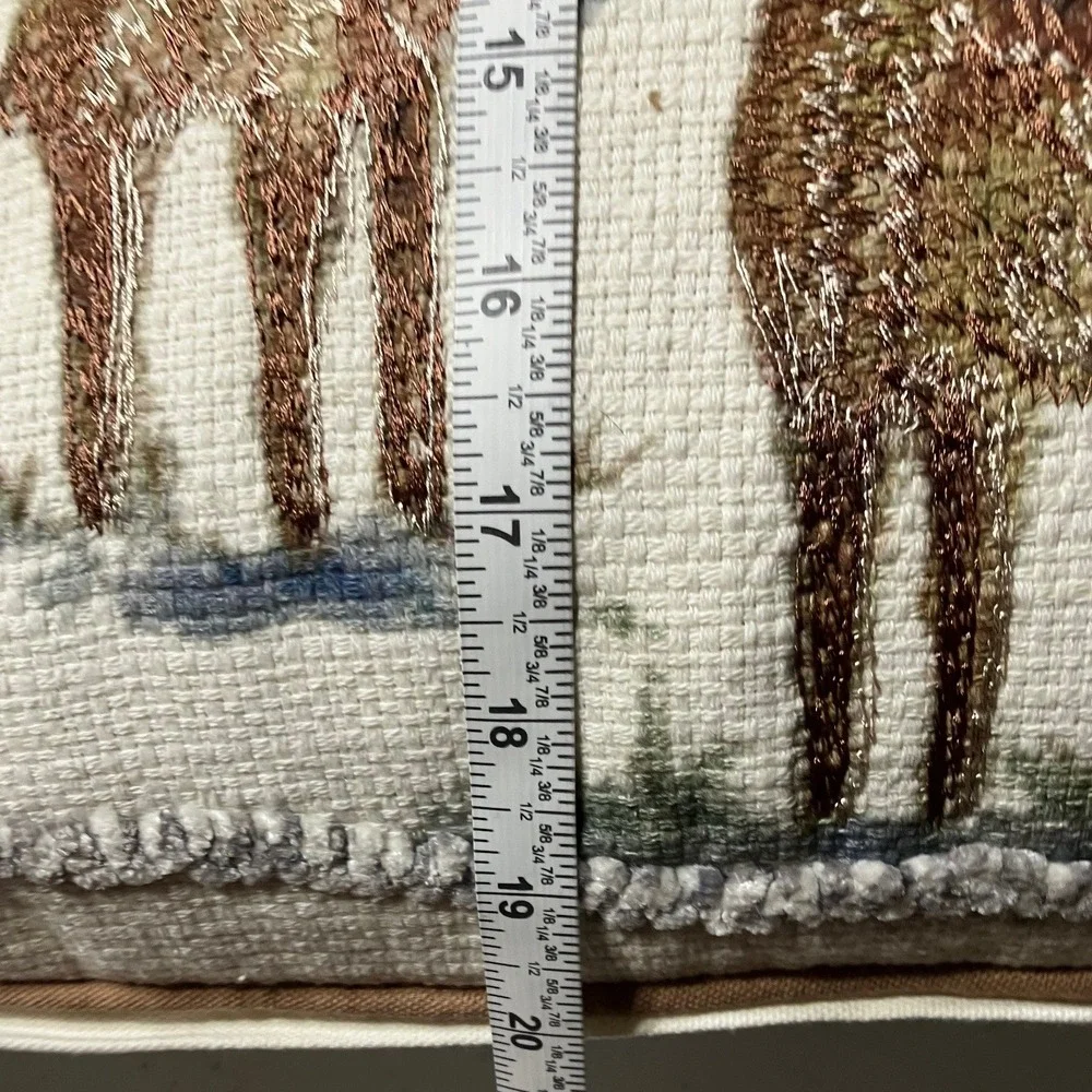 Balsam & Fir Trading Co Throw Pillow Embroidered Winter Landscape Deer